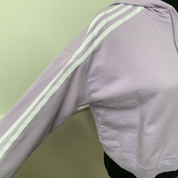Adidas Lavender 3 Stripe Cropped Hoodie- Medium - Picture 2 of 5